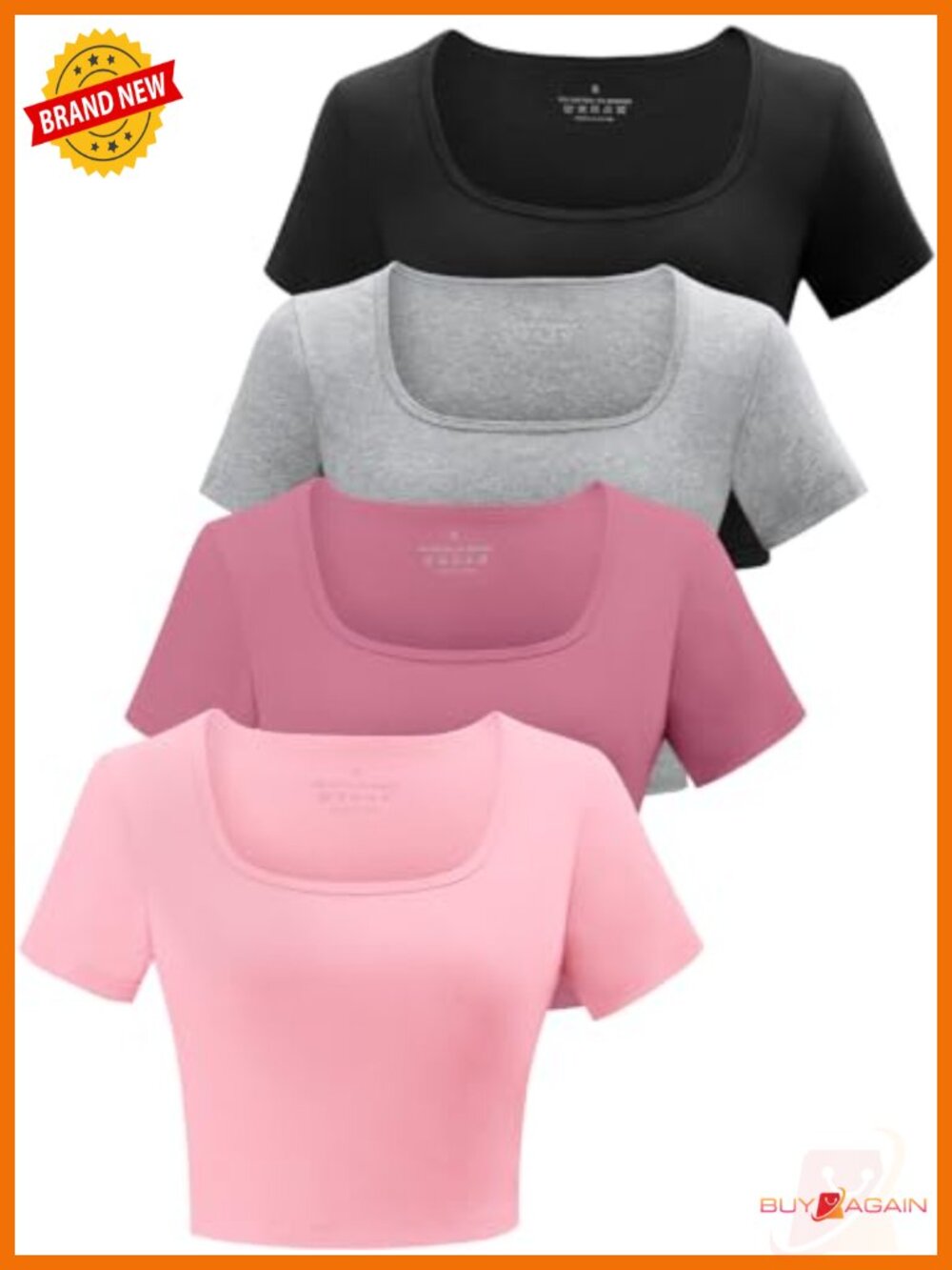 4 Pack Square Neck Crop Tops For Women Workout Tops Trendy Summer Shirts